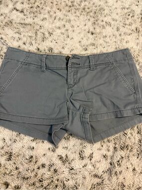 American Eagle Outfitters Greyish Blue Low-Waist Casual Shorts